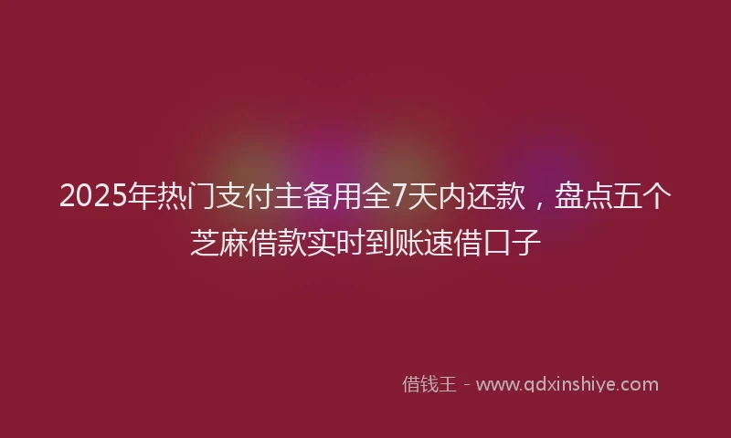 2025年热门支付主备用全7天内还款，盘点五个芝麻借款实时到账速借口子