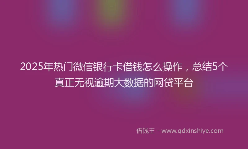 2025年热门微信银行卡借钱怎么操作，总结5个真正无视逾期大数据的网贷平台