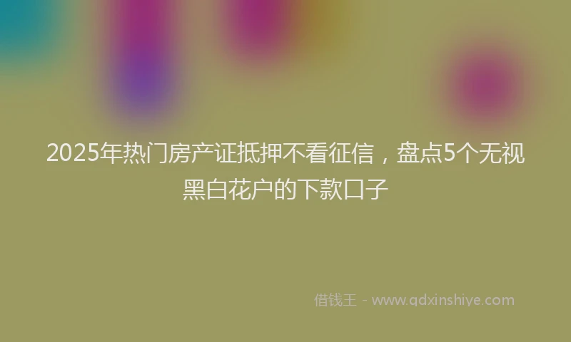 2025年热门房产证抵押不看征信，盘点5个无视黑白花户的下款口子