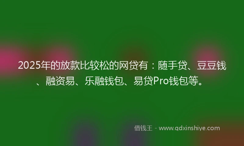 2025年的放款比较松的网贷有：随手贷、豆豆钱、融资易、乐融钱包、易贷Pro钱包等。