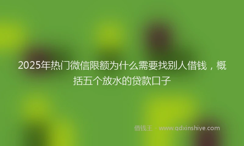 2025年热门微信限额为什么需要找别人借钱，概括五个放水的贷款口子