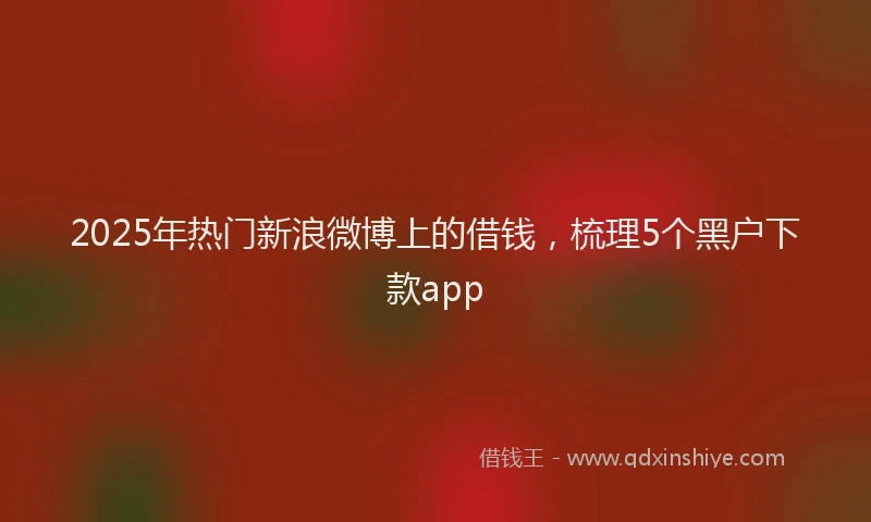 2025年热门新浪微博上的借钱，梳理5个黑户下款app