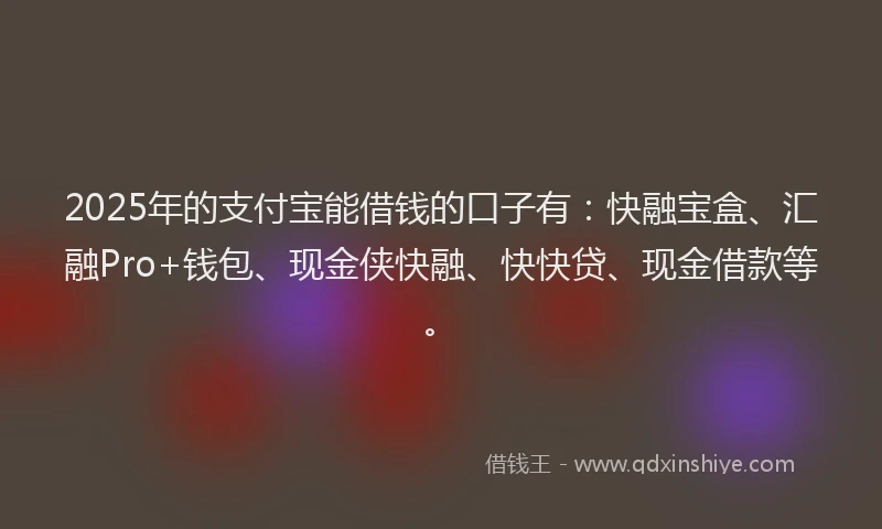2025年的支付宝能借钱的口子有：快融宝盒、汇融Pro+钱包、现金侠快融、快快贷、现金借款等。