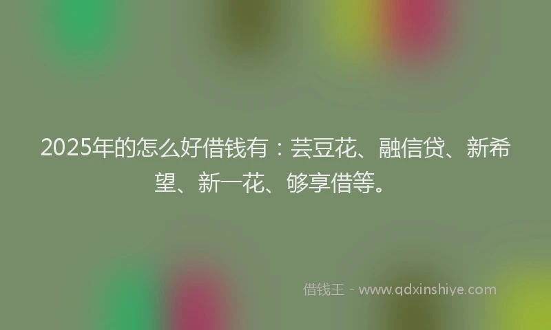 2025年的怎么好借钱有：芸豆花、融信贷、新希望、新一花、够享借等。