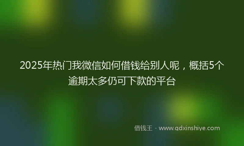 2025年热门我微信如何借钱给别人呢，概括5个逾期太多仍可下款的平台