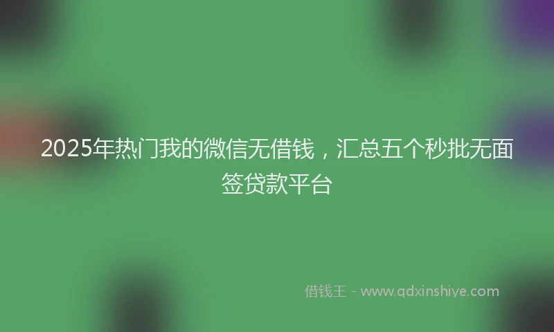 2025年热门我的微信无借钱，汇总五个秒批无面签贷款平台