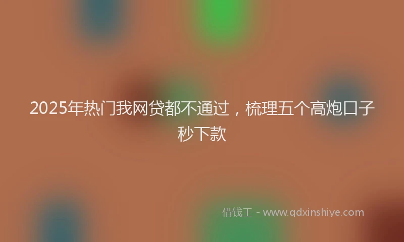2025年热门我网贷都不通过，梳理五个高炮口子秒下款