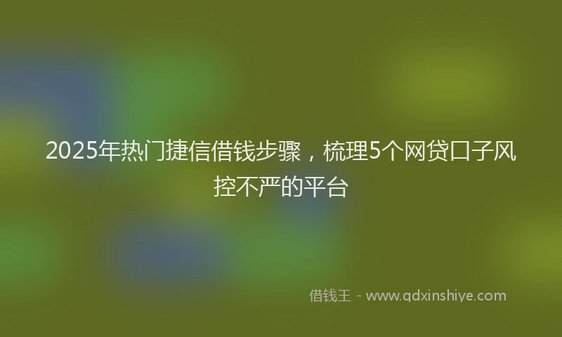 2025年热门捷信借钱步骤，梳理5个网贷口子风控不严的平台