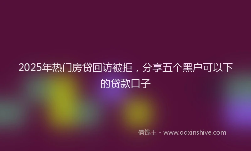 2025年热门房贷回访被拒，分享五个黑户可以下的贷款口子
