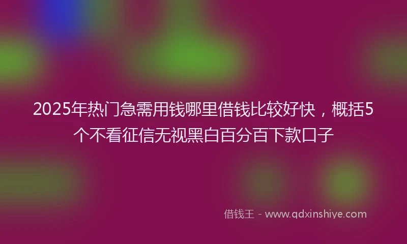 2025年热门急需用钱哪里借钱比较好快，概括5个不看征信无视黑白百分百下款口子