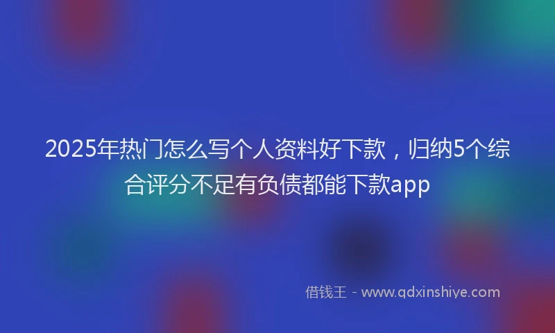 2025年热门怎么写个人资料好下款，归纳5个综合评分不足有负债都能下款app