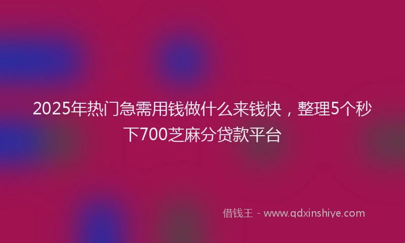 2025年热门急需用钱做什么来钱快，整理5个秒下700芝麻分贷款平台