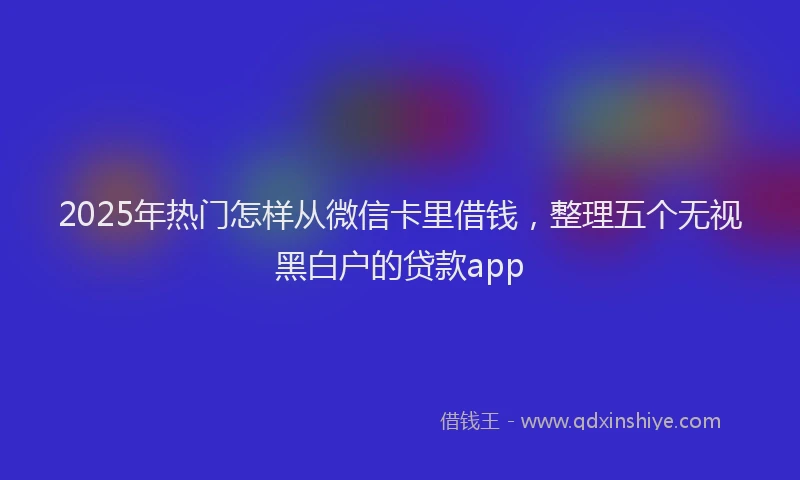 2025年热门怎样从微信卡里借钱，整理五个无视黑白户的贷款app