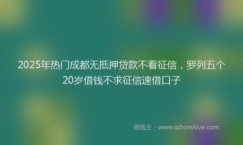 2025年热门成都无抵押贷款不看征信，罗列五个20岁借钱不求征信速借口子