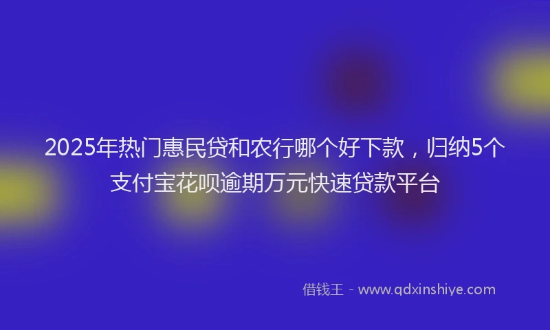 2025年热门惠民贷和农行哪个好下款，归纳5个支付宝花呗逾期万元快速贷款平台
