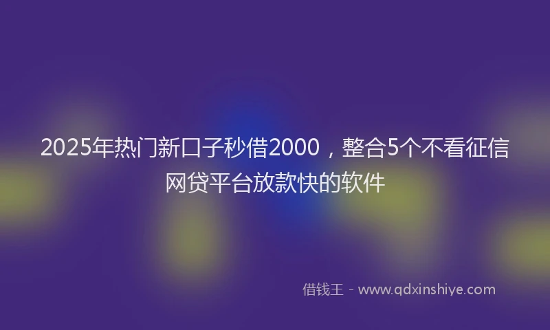 2025年热门新口子秒借2000，整合5个不看征信网贷平台放款快的软件