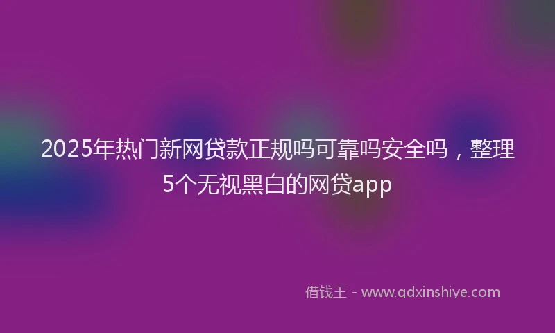 2025年热门新网贷款正规吗可靠吗安全吗，整理5个无视黑白的网贷app