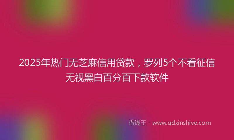 2025年热门无芝麻信用贷款，罗列5个不看征信无视黑白百分百下款软件