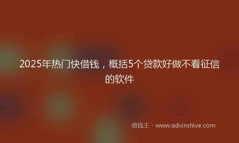 2025年热门快借钱，概括5个贷款好做不看征信的软件