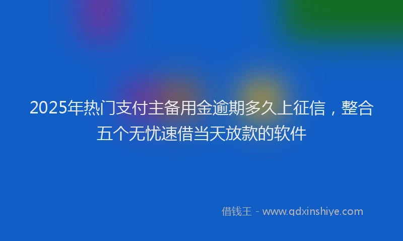 2025年热门支付主备用金逾期多久上征信，整合五个无忧速借当天放款的软件