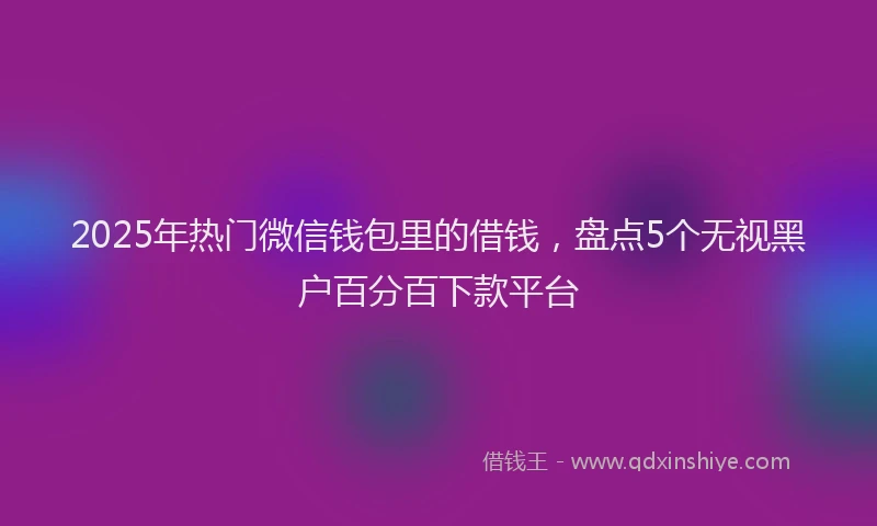 2025年热门微信钱包里的借钱，盘点5个无视黑户百分百下款平台