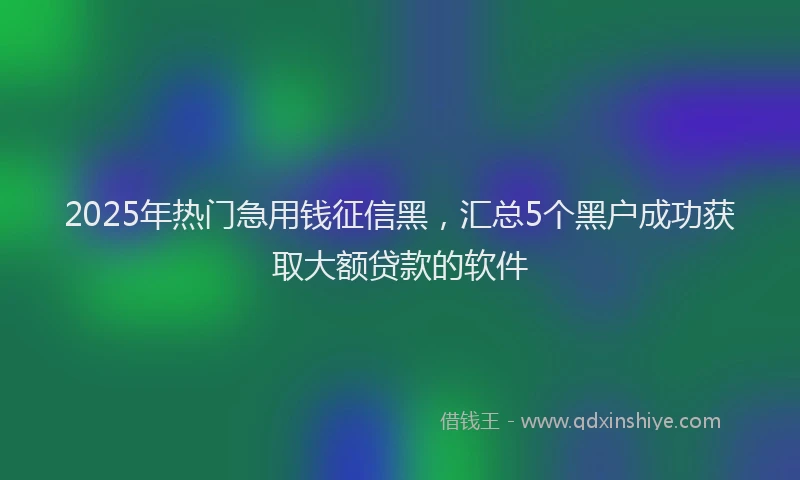 2025年热门急用钱征信黑，汇总5个黑户成功获取大额贷款的软件