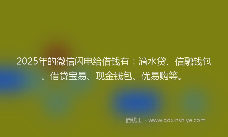 2025年的微信闪电给借钱有：滴水贷、信融钱包、借贷宝易、现金钱包、优易购等。
