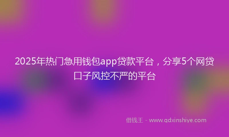 2025年热门急用钱包app贷款平台，分享5个网贷口子风控不严的平台