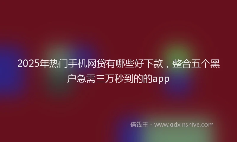 2025年热门手机网贷有哪些好下款，整合五个黑户急需三万秒到的的app