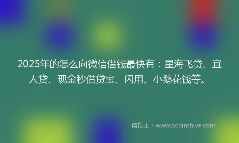 2025年的怎么向微信借钱最快有：星海飞贷、宜人贷、现金秒借贷宝、闪用、小鹅花钱等。