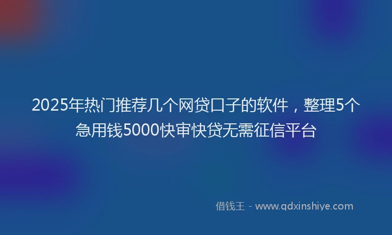 2025年热门推荐几个网贷口子的软件，整理5个急用钱5000快审快贷无需征信平台
