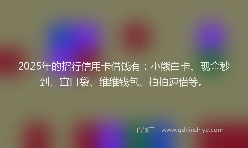 2025年的招行信用卡借钱有：小熊白卡、现金秒到、宜口袋、维维钱包、拍拍速借等。