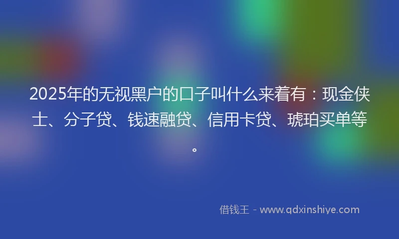 2025年的无视黑户的口子叫什么来着有：现金侠士、分子贷、钱速融贷、信用卡贷、琥珀买单等。
