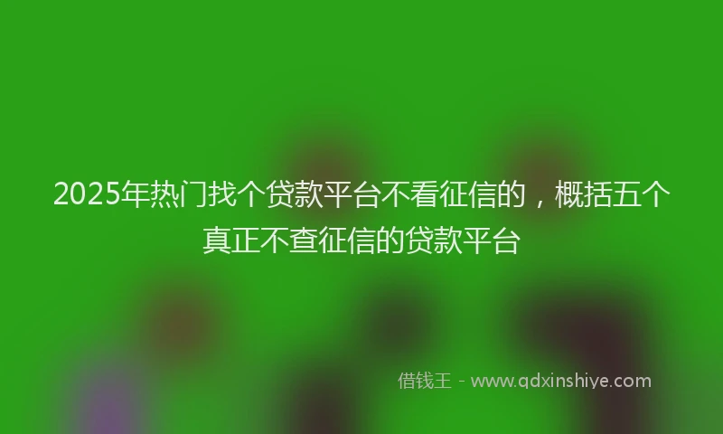2025年热门找个贷款平台不看征信的，概括五个真正不查征信的贷款平台