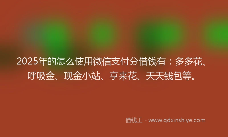2025年的怎么使用微信支付分借钱有：多多花、呼吸金、现金小站、享来花、天天钱包等。