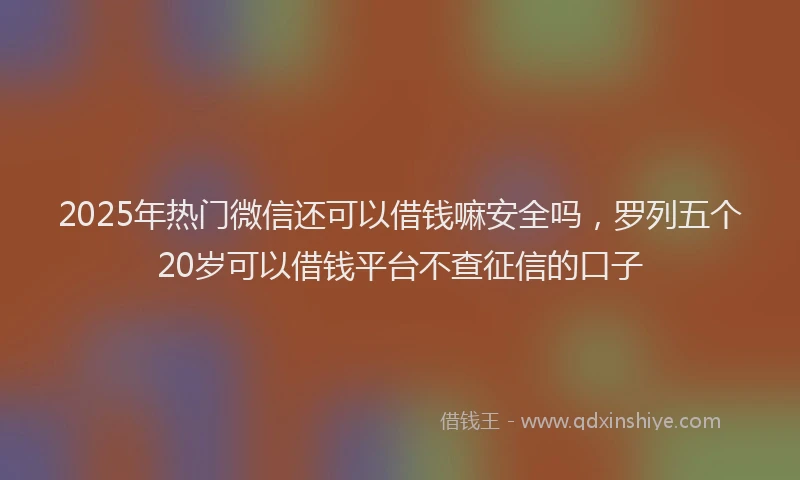 2025年热门微信还可以借钱嘛安全吗，罗列五个20岁可以借钱平台不查征信的口子