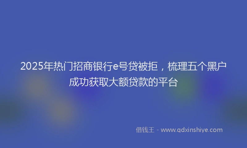 2025年热门招商银行e号贷被拒，梳理五个黑户成功获取大额贷款的平台
