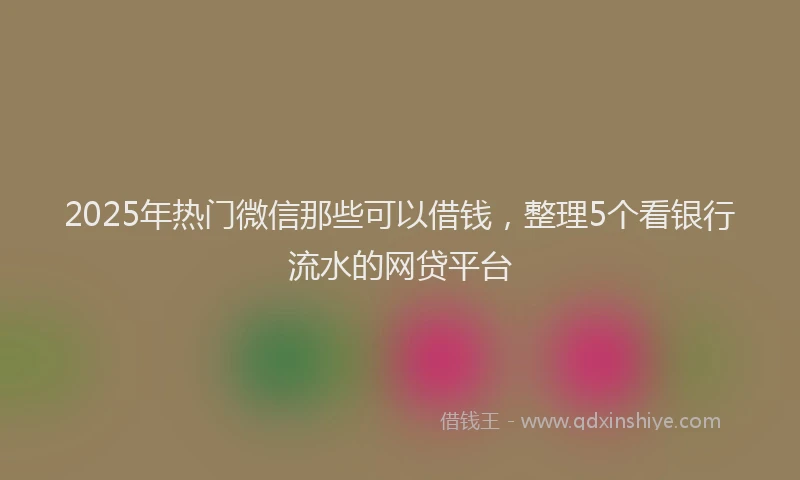 2025年热门微信那些可以借钱，整理5个看银行流水的网贷平台