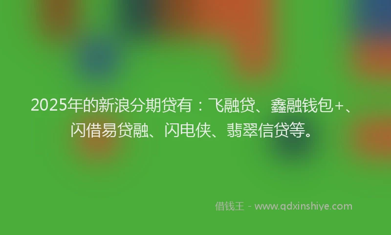 2025年的新浪分期贷有：飞融贷、鑫融钱包+、闪借易贷融、闪电侠、翡翠信贷等。