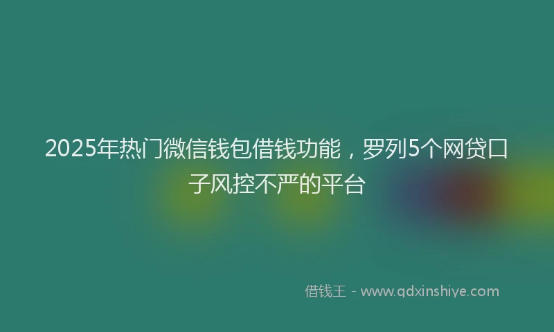 2025年热门微信钱包借钱功能，罗列5个网贷口子风控不严的平台