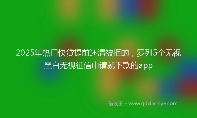 2025年热门快贷提前还清被拒的，罗列5个无视黑白无视征信申请就下款的app