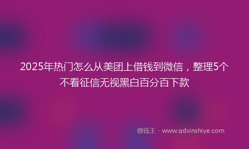 2025年热门怎么从美团上借钱到微信，整理5个不看征信无视黑白百分百下款