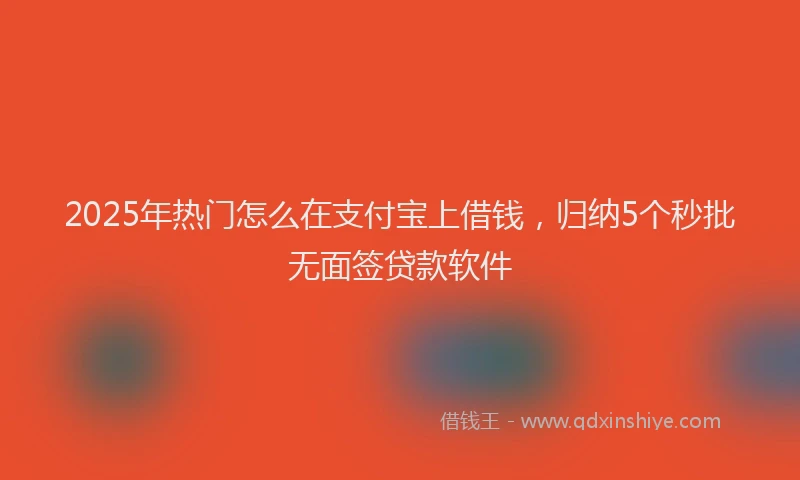 2025年热门怎么在支付宝上借钱，归纳5个秒批无面签贷款软件