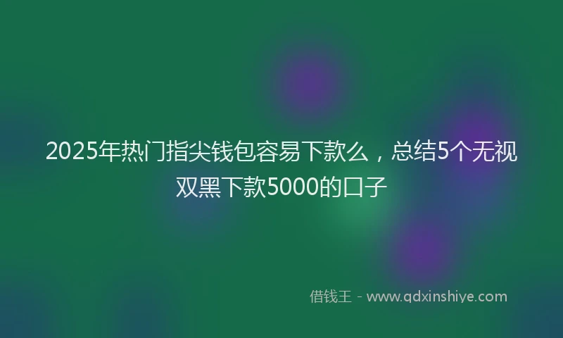 2025年热门指尖钱包容易下款么，总结5个无视双黑下款5000的口子