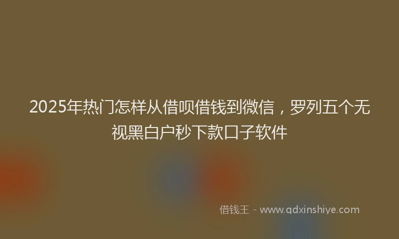 2025年热门怎样从借呗借钱到微信，罗列五个无视黑白户秒下款口子软件