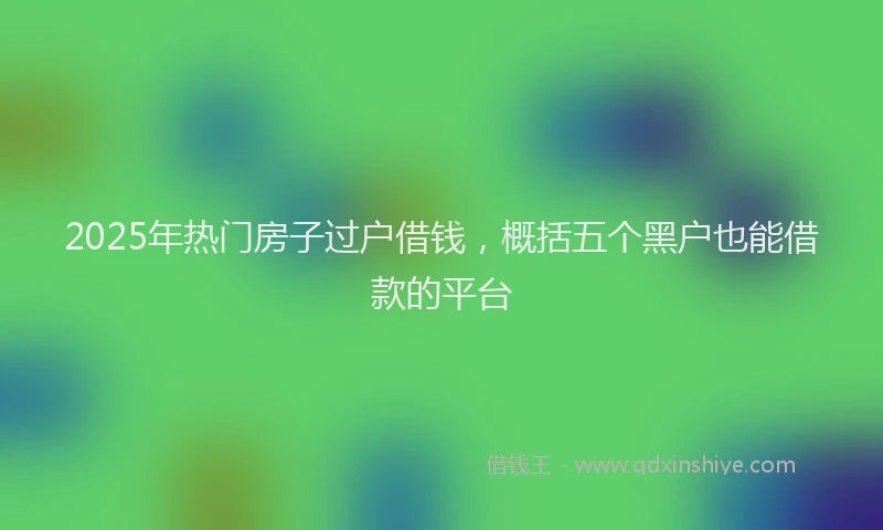 2025年热门房子过户借钱，概括五个黑户也能借款的平台