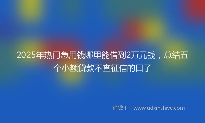 2025年热门急用钱哪里能借到2万元钱，总结五个小额贷款不查征信的口子