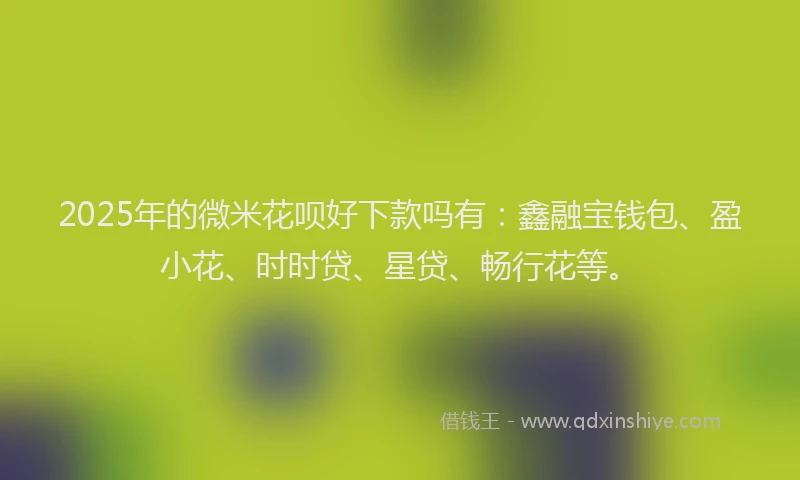 2025年的微米花呗好下款吗有：鑫融宝钱包、盈小花、时时贷、星贷、畅行花等。