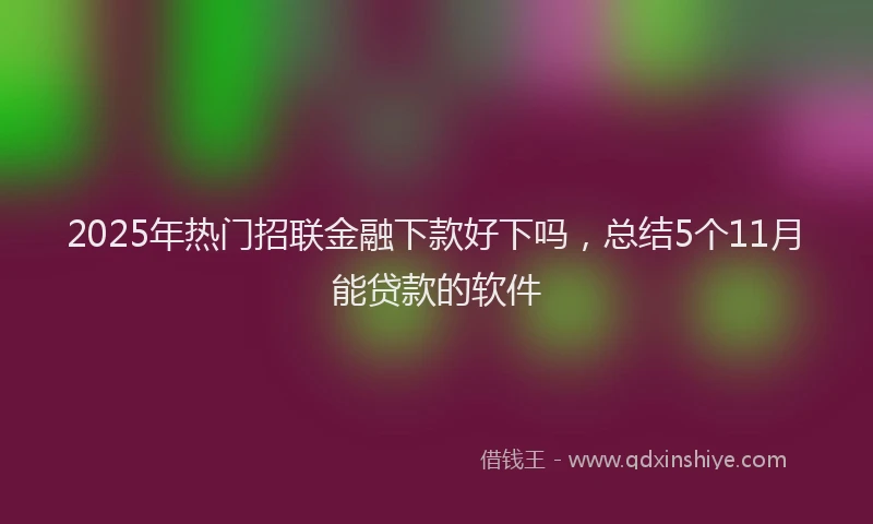 2025年热门招联金融下款好下吗，总结5个11月能贷款的软件