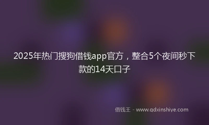 2025年热门搜狗借钱app官方，整合5个夜间秒下款的14天口子